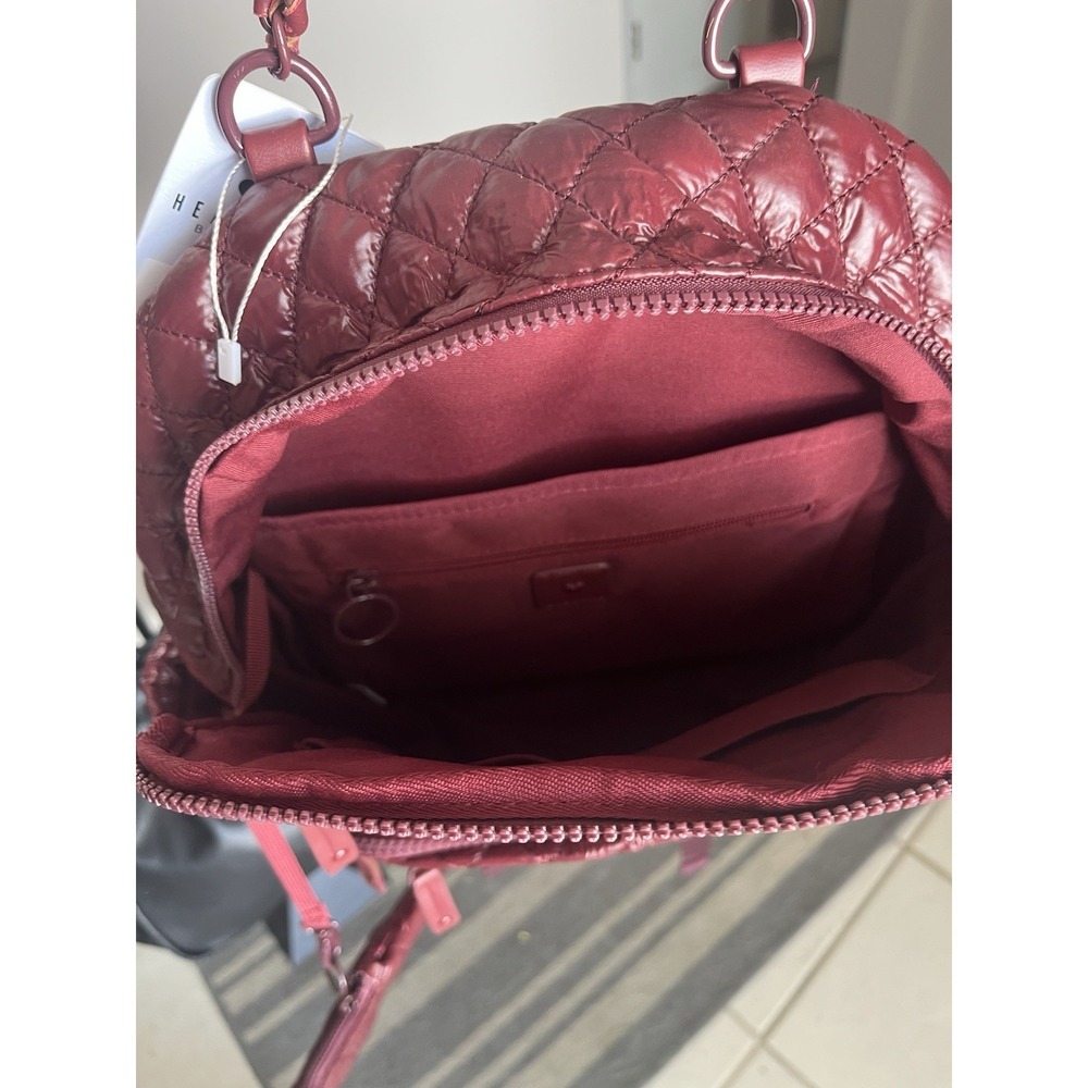 HeartLove Quilted Leather Backpack Burgundy Multi Pocket Travel Bag NWT - Picture 7 of 12
